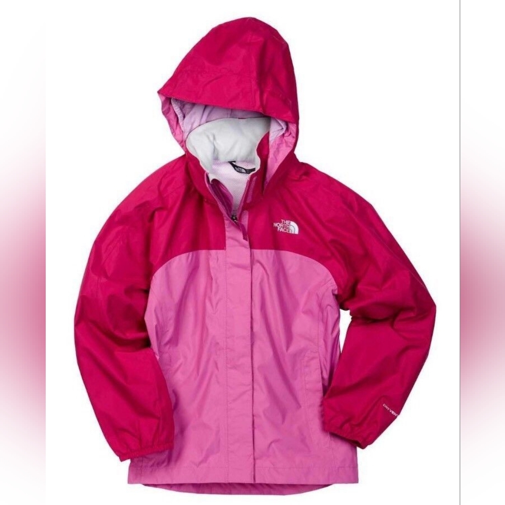 The North Face Girls Pink Resolve Reflective HyVent Waterproof Jacket Si…